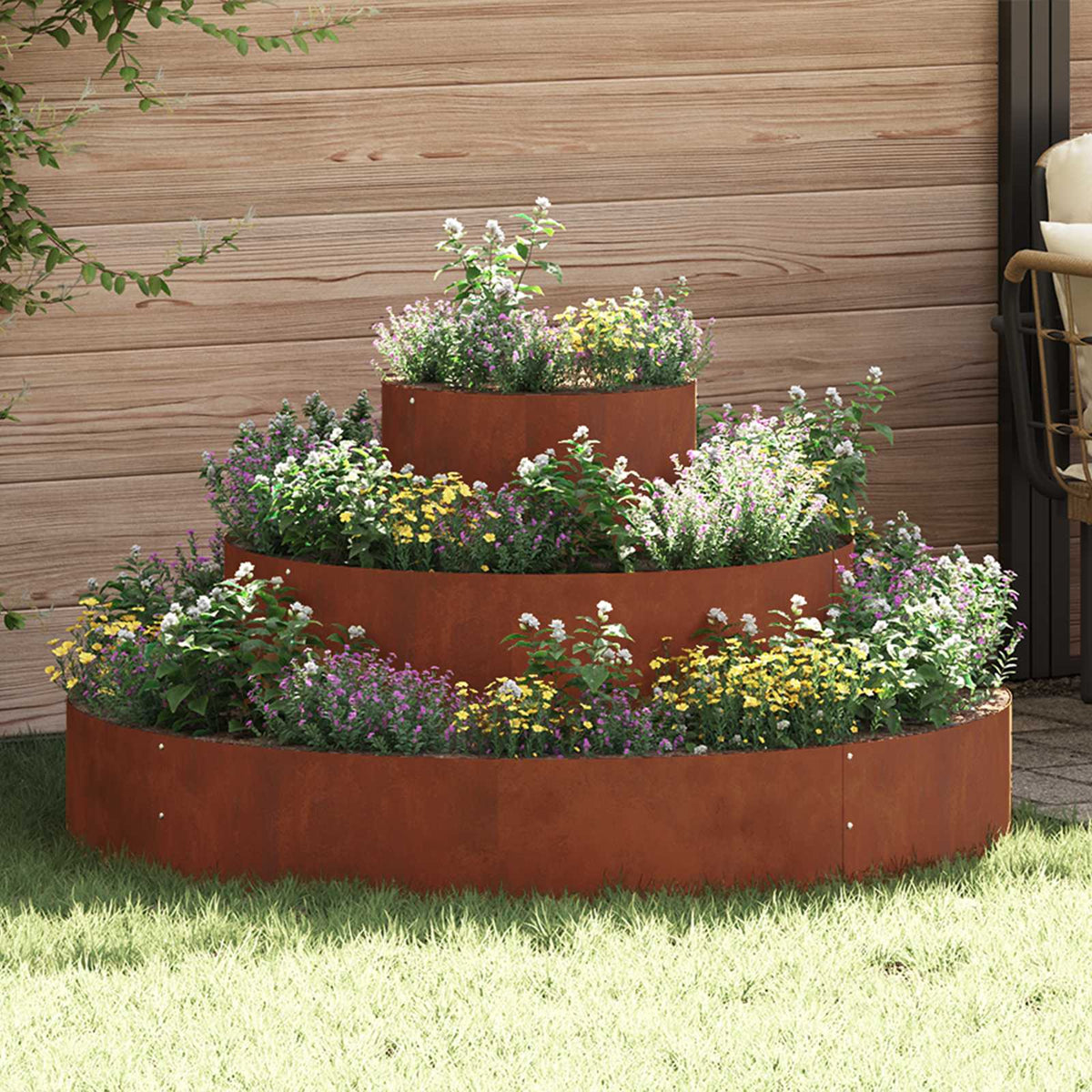 Garden Planter Brown 120 x 120 x 20 cm Weathering Steel