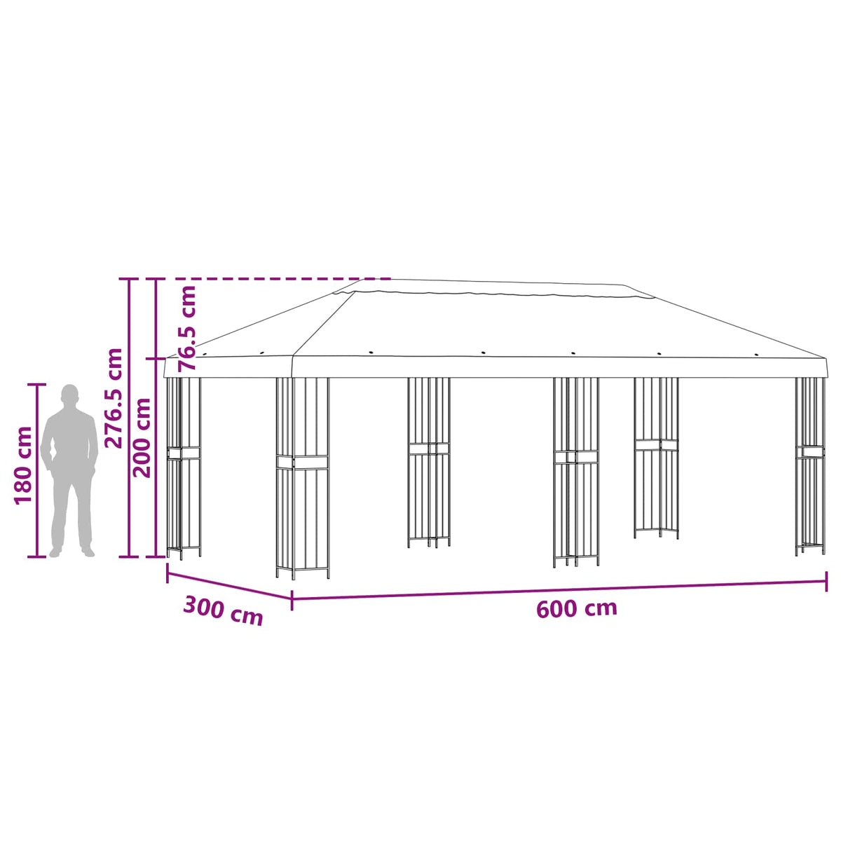 Gazebo with Sidewalls 6 x 3 m Cream Polyester and Steel 190