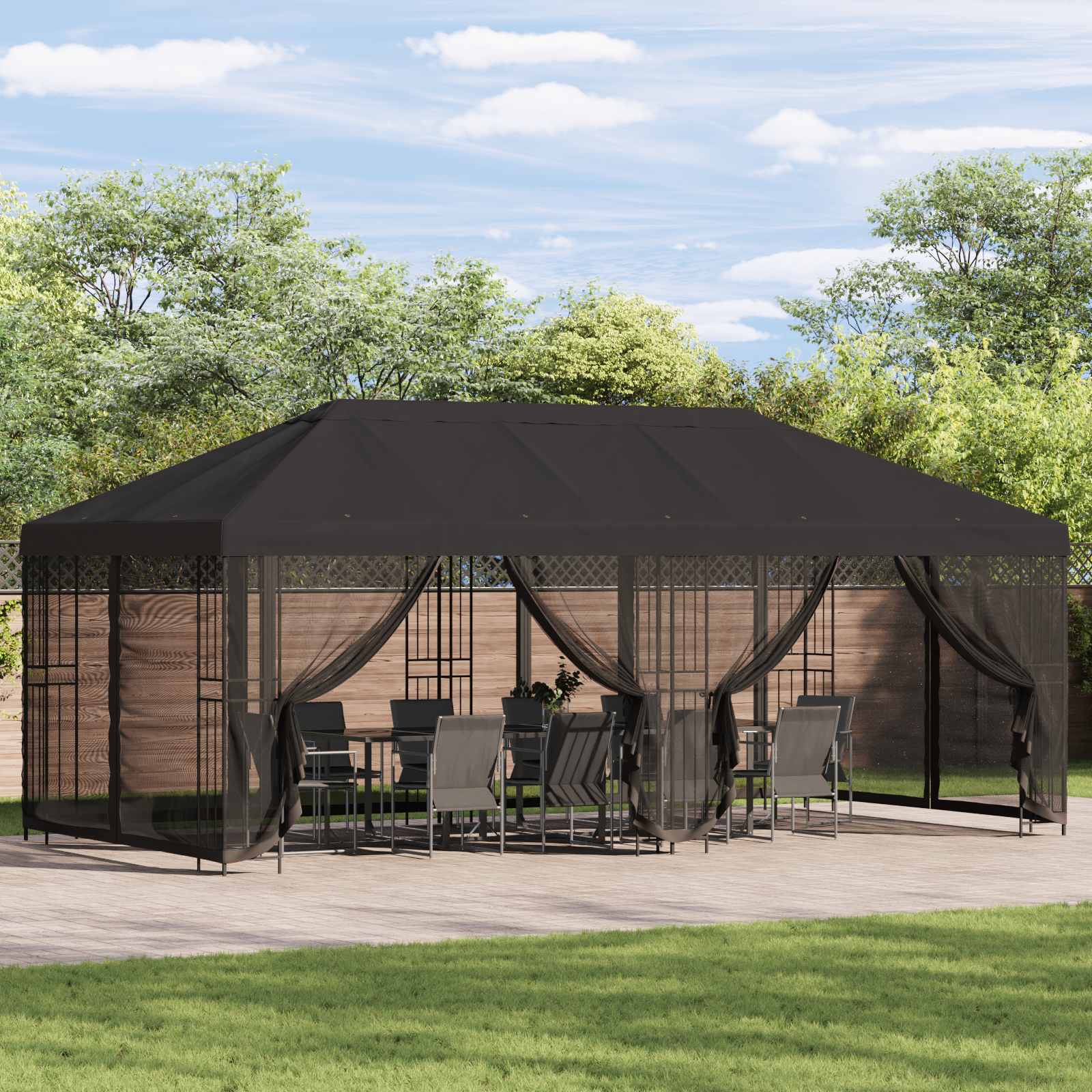 Gazebo with Sidewalls 6 x 3 m Anthracite Polyester and Steel