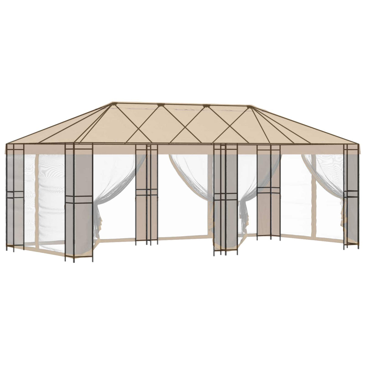 Gazebo Frame 6 x 3 m Black Steel