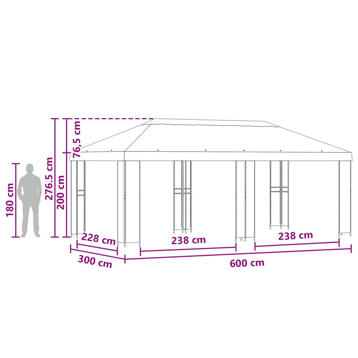 Garden Gazebo 6 x 3 m Anthracite Polyester and Steel 190