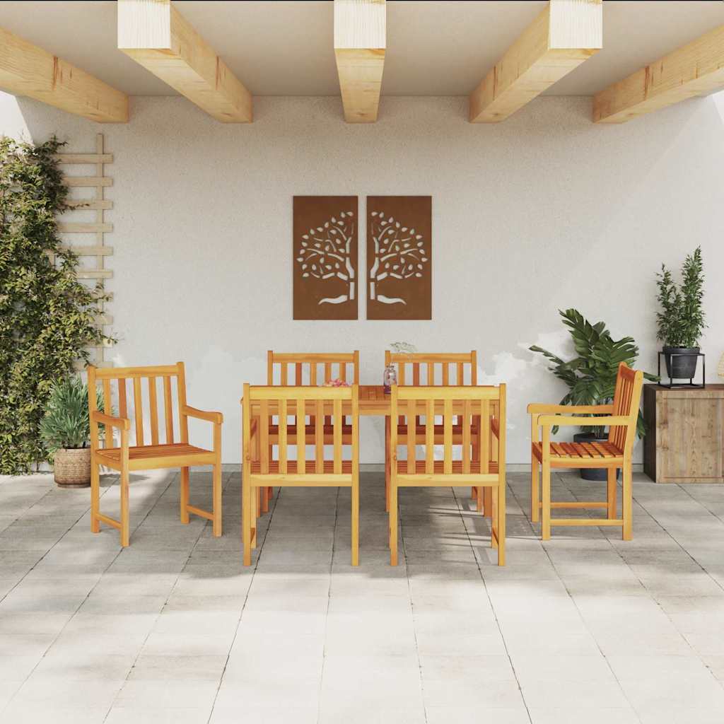 Garden Dining Set 7 pcs Brown Solid Acacia Wood