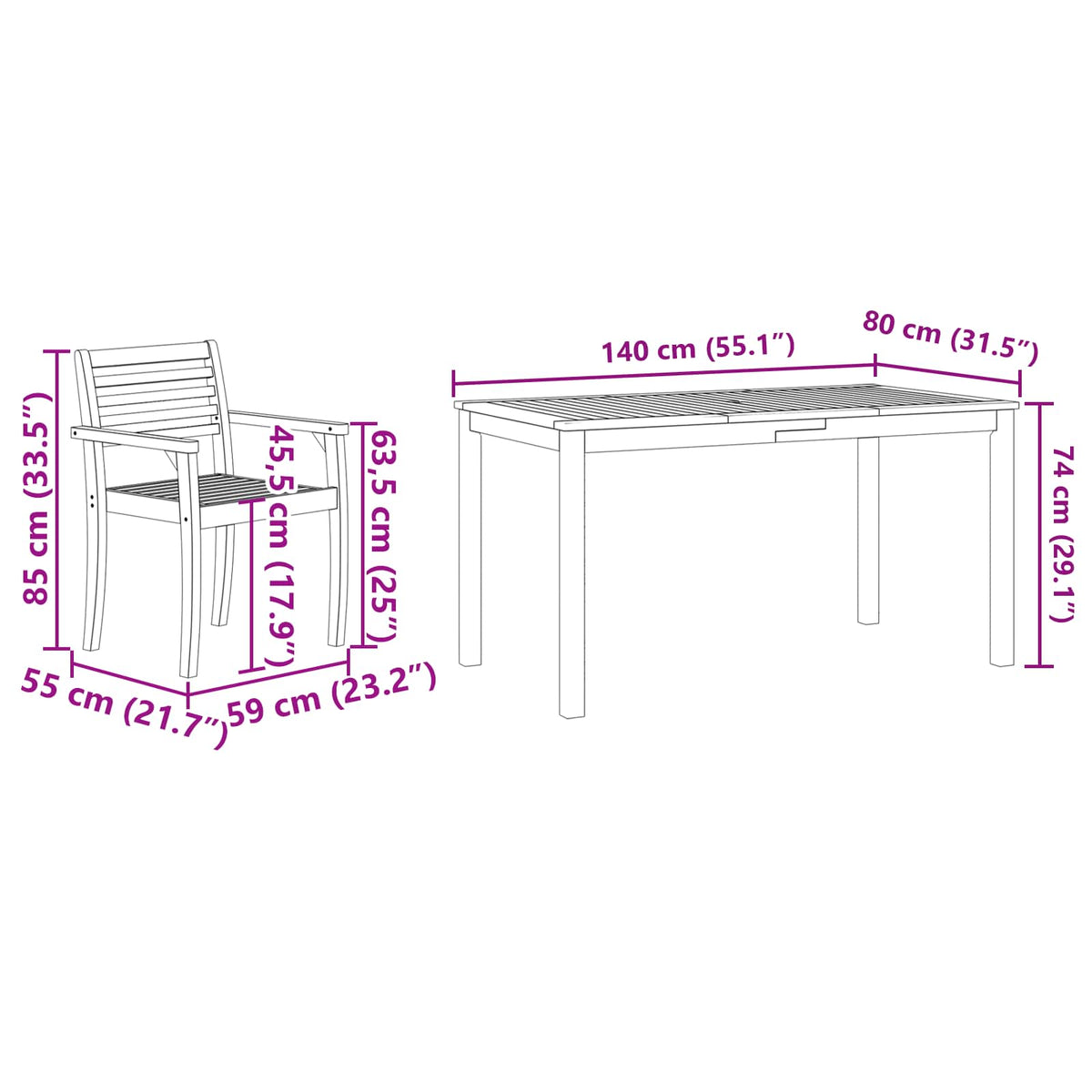Garden Dining Set 5 pcs Brown Solid Acacia Wood