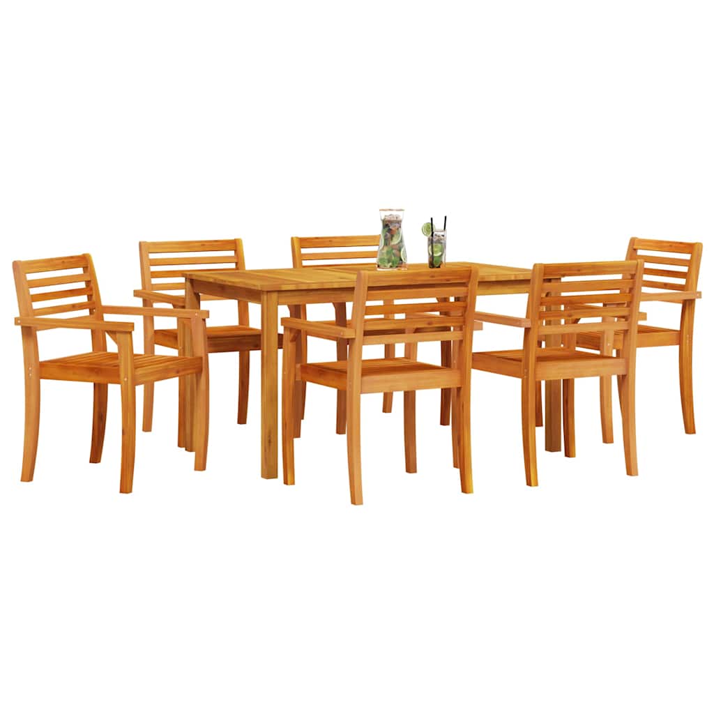 Garden Dining Set 7 pcs Brown Solid Acacia Wood