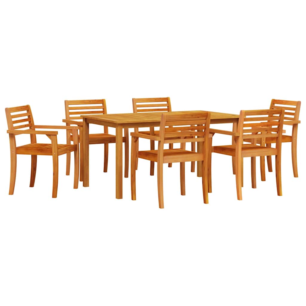 Garden Dining Set 7 pcs Brown Solid Acacia Wood