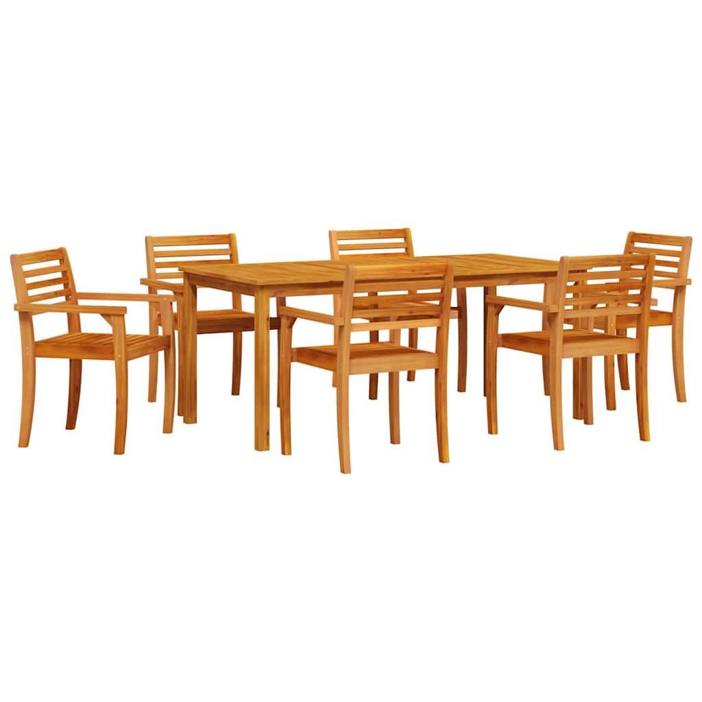 Garden Dining Set 7 pcs Brown Solid Acacia Wood
