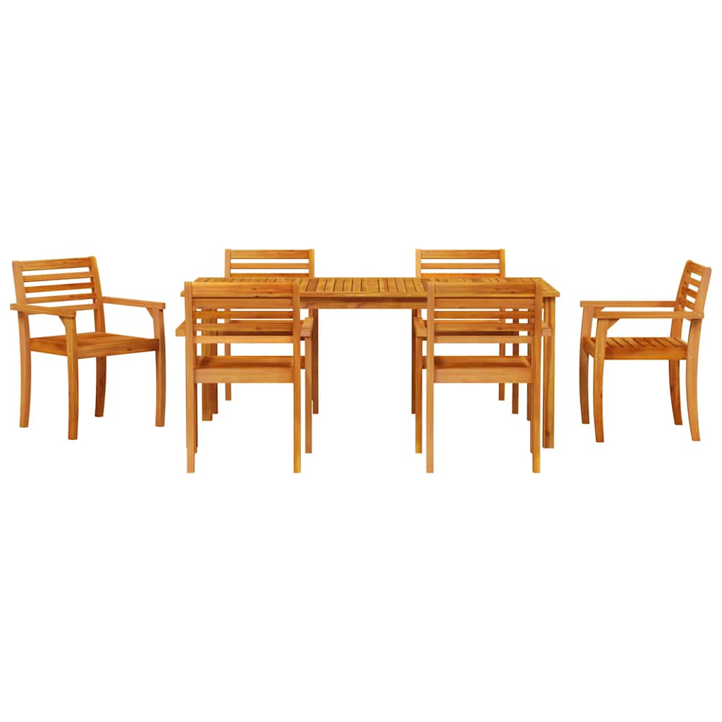 Garden Dining Set 7 pcs Brown Solid Acacia Wood