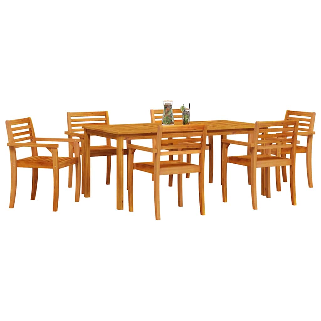 Garden Dining Set 7 pcs Brown Solid Acacia Wood