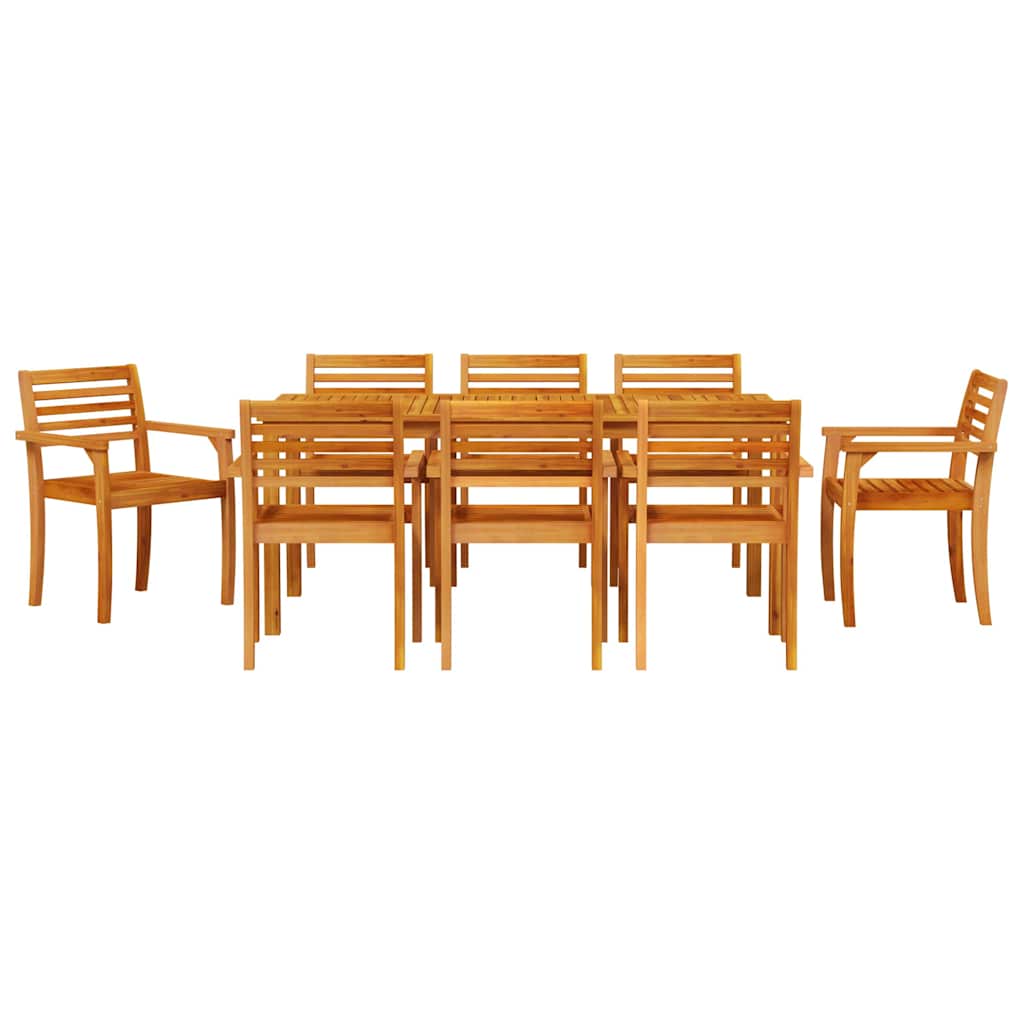Garden Dining Set 9 pcs Brown Solid Acacia Wood