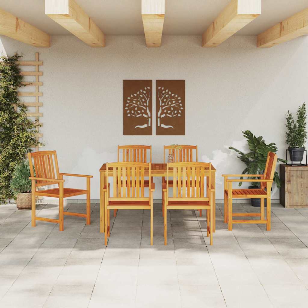 Garden Dining Set 7 pcs Brown Solid Acacia Wood
