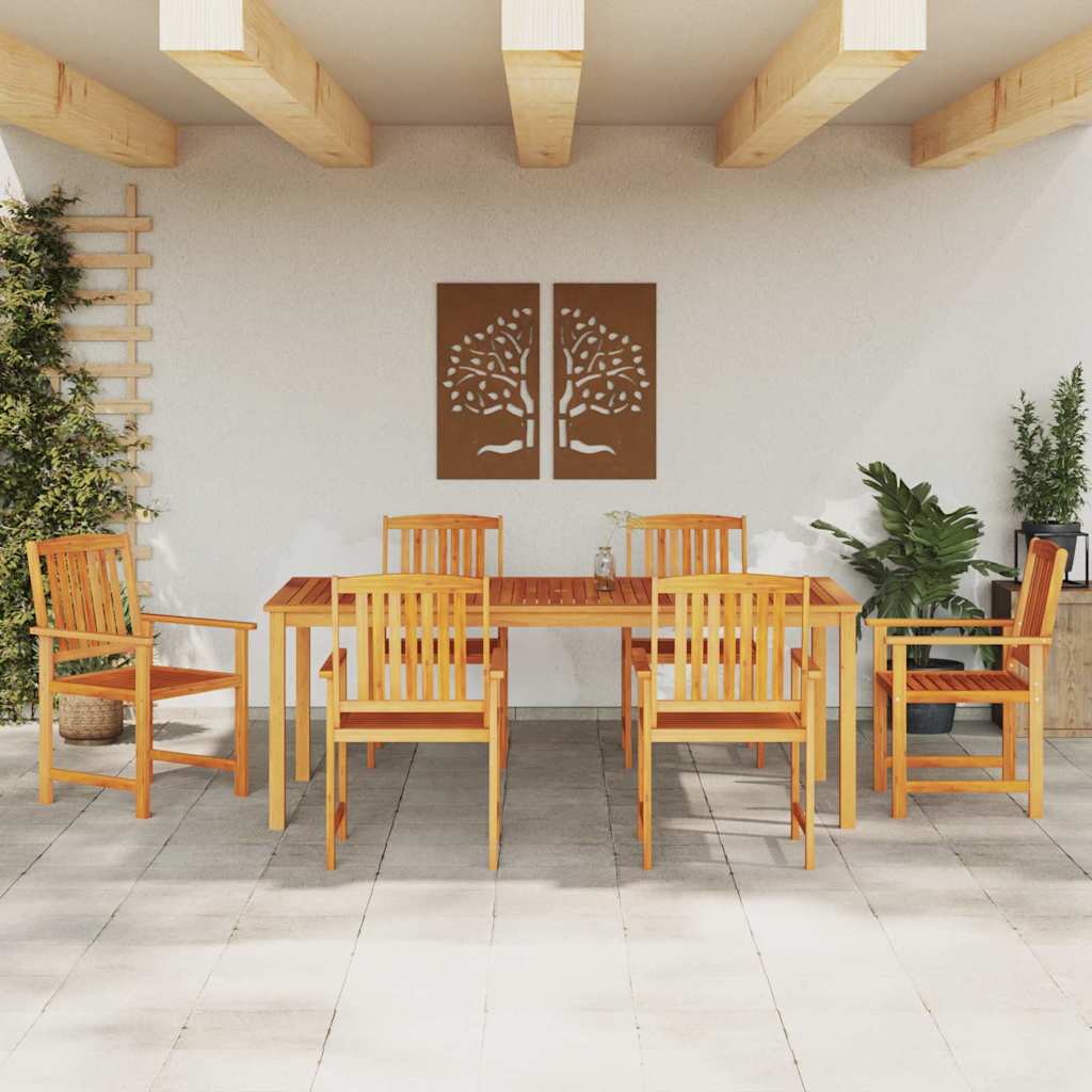 Garden Dining Set 7 pcs Brown Solid Acacia Wood
