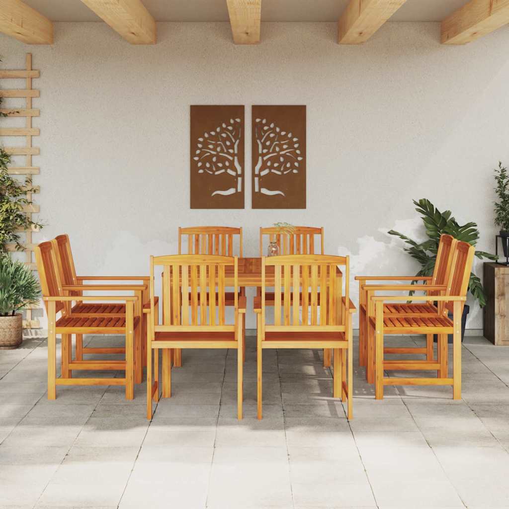 Garden Dining Set 9 pcs Brown Solid Acacia Wood