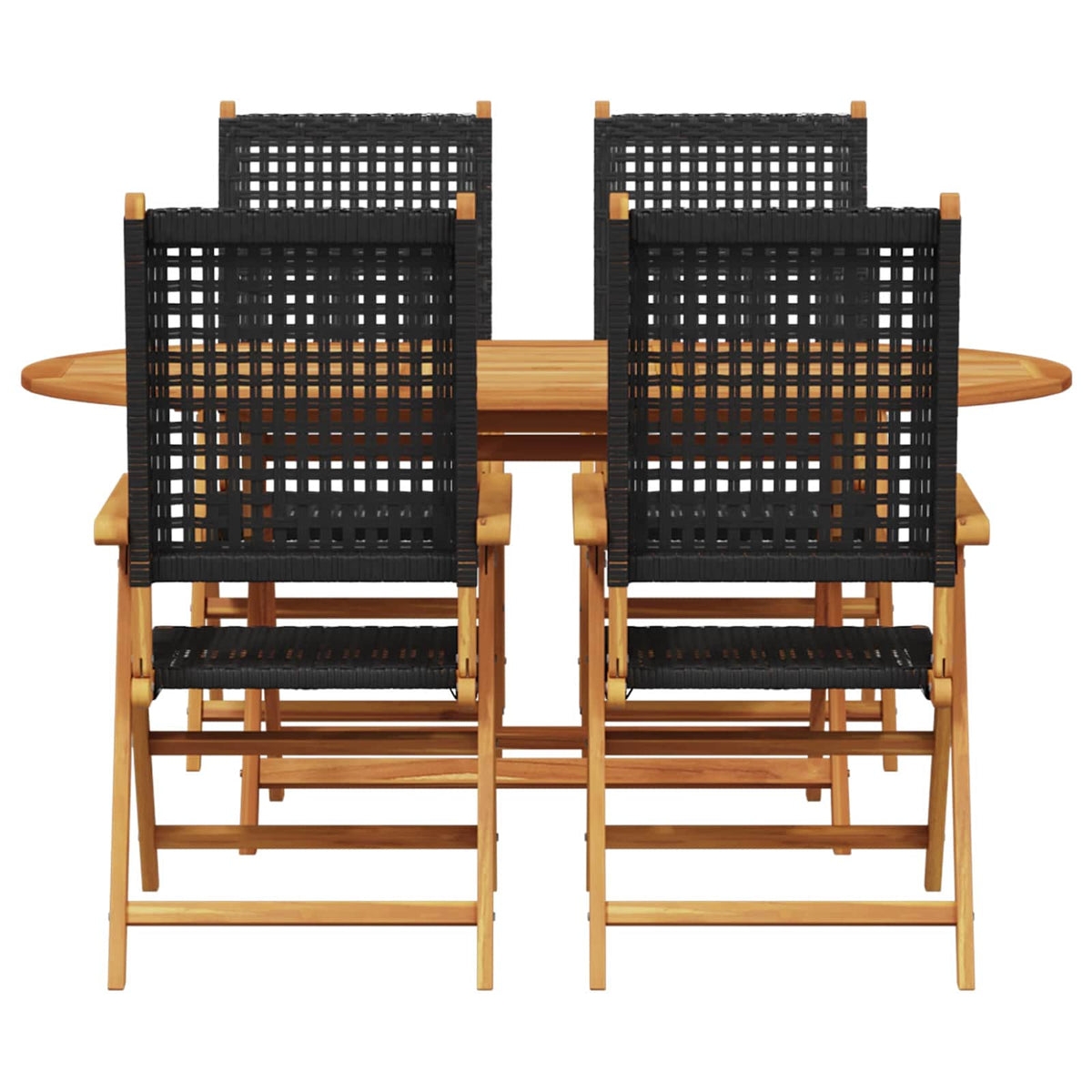 Garden Dining Set Folding 5 pcs Black Solid Acacia Wood