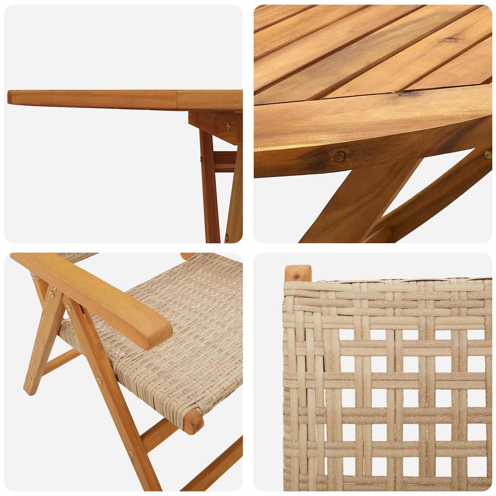 Garden Dining Set Folding 7 pcs Beige Solid Acacia Wood