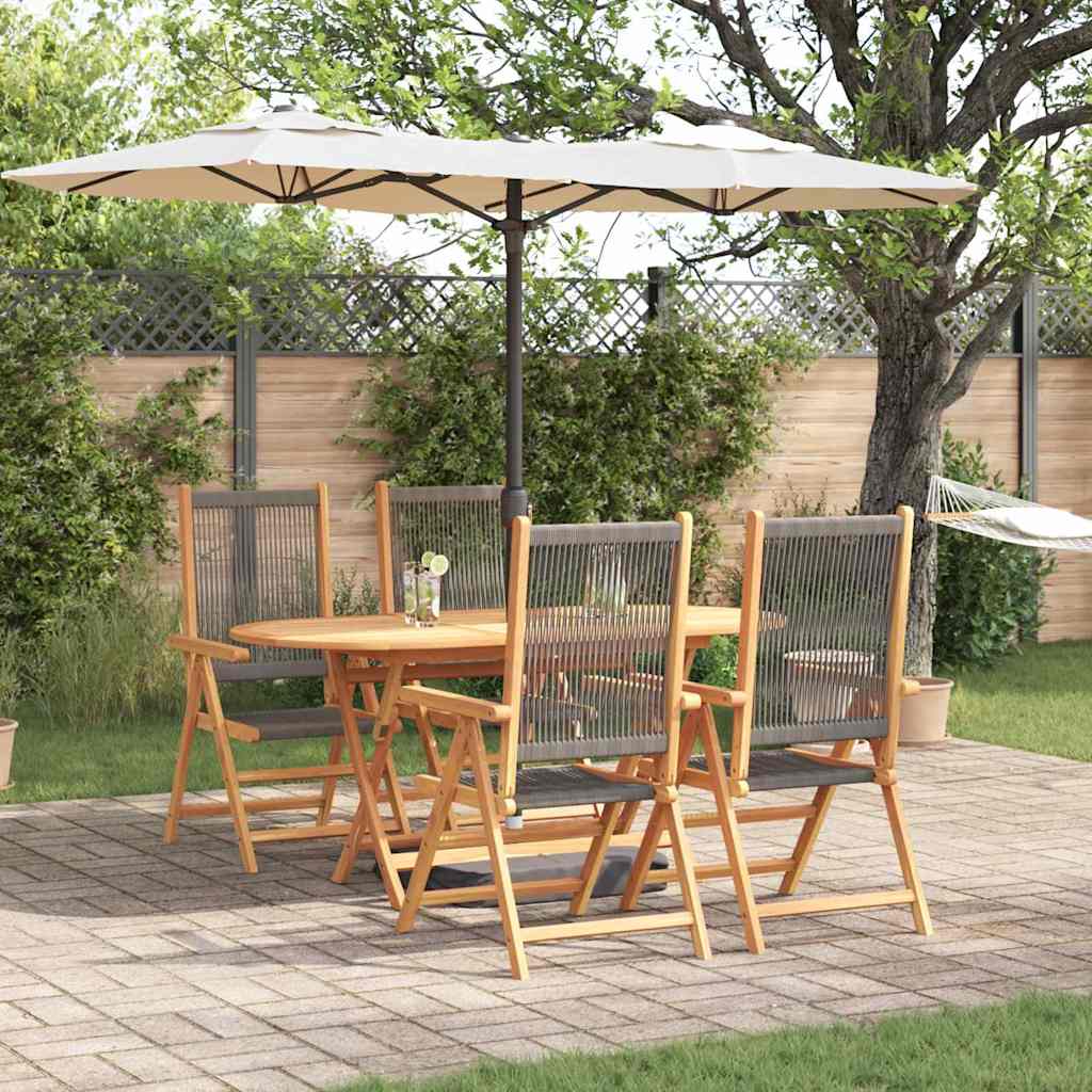 Garden Dining Set Folding 5 pcs Grey Solid Acacia Wood