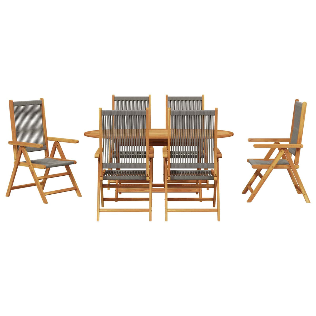 Garden Dining Set Folding 7 pcs Grey Solid Acacia Wood