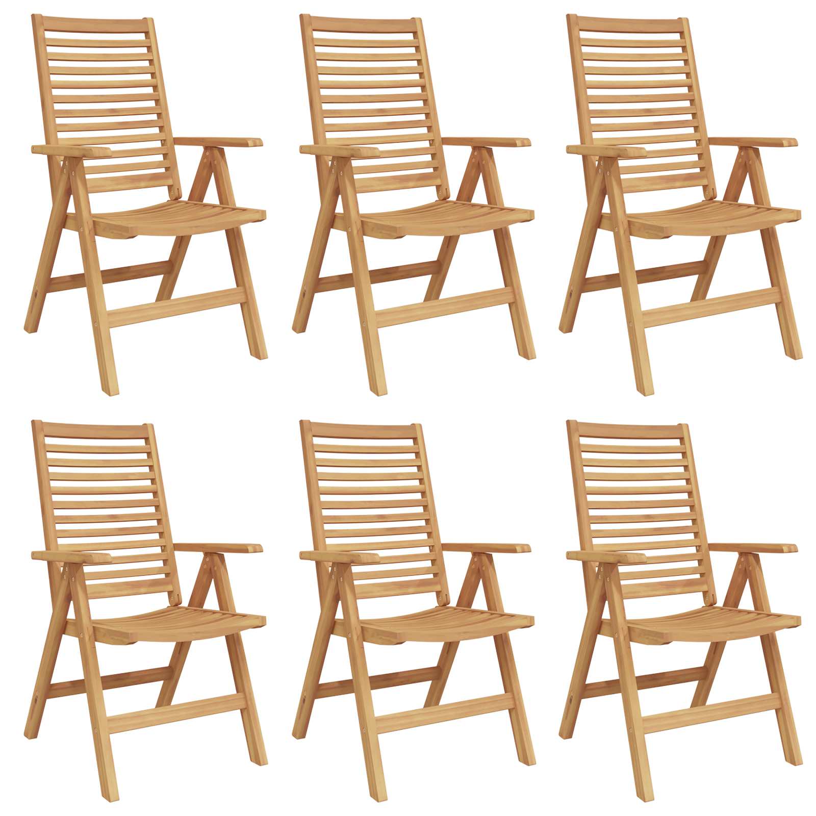 Chair Folding 6 pcs Brown 64.5 x 52 x 108 cm Solid Teak Wood
