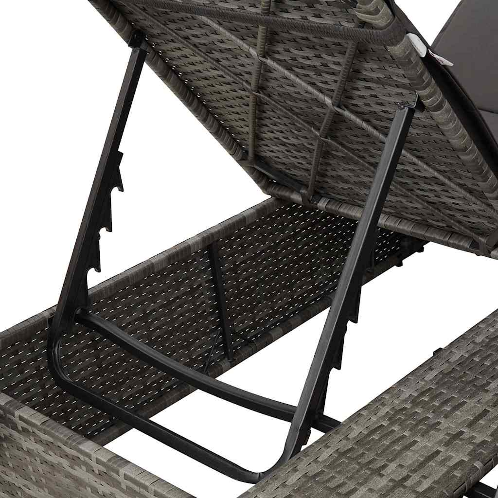 Double Sun Lounger with Roof Grey 205 x 129 x 200 cm PE rattan
