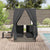 Double Sun Lounger with Roof Grey 205 x 129 x 200 cm PE rattan
