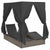 Double Sun Lounger with Roof Grey 205 x 129 x 200 cm PE rattan