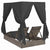 Double Sun Lounger with Roof Grey 205 x 129 x 200 cm PE rattan