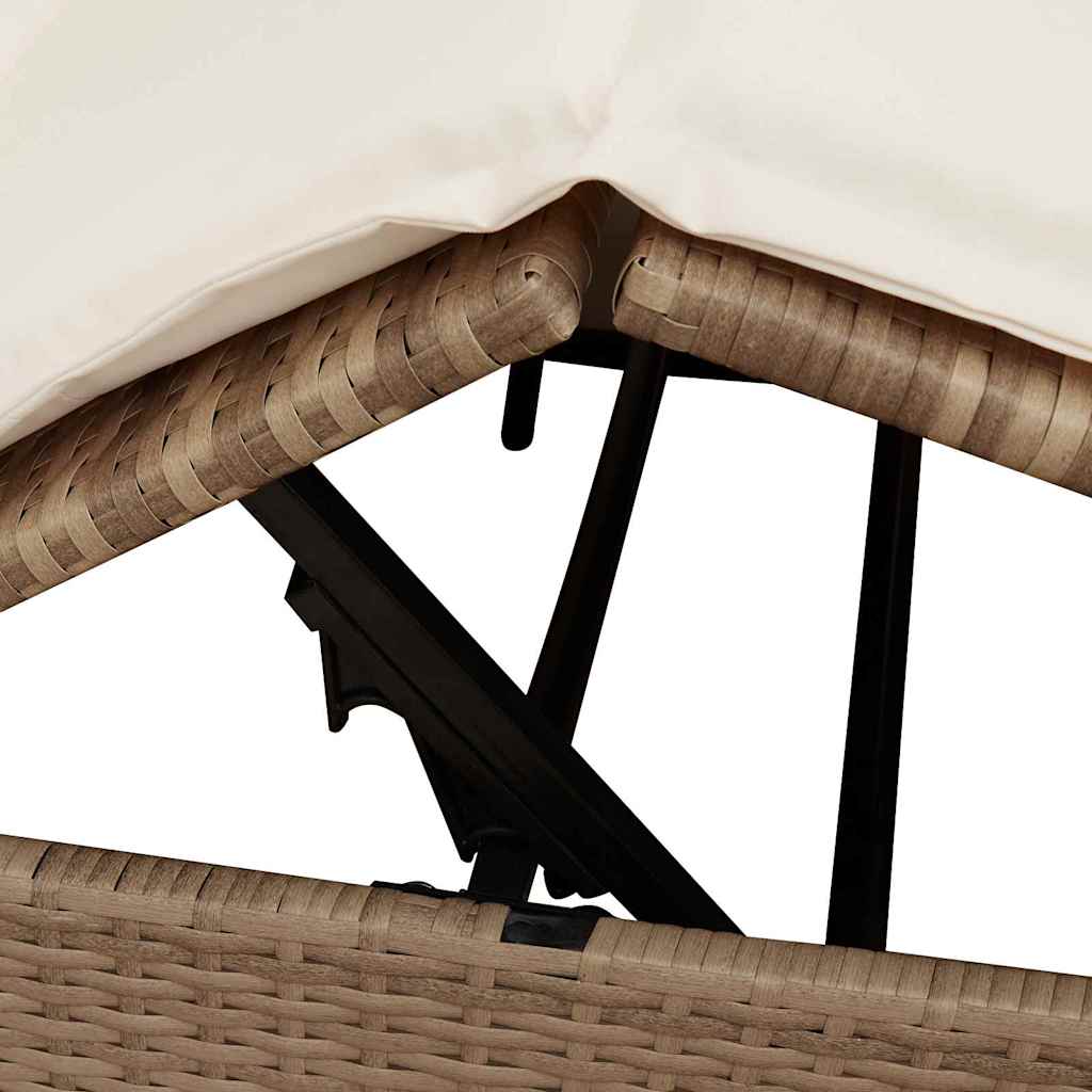 Double Sun Lounger Beige 205 x 129 x 200 cm Poly Rattan