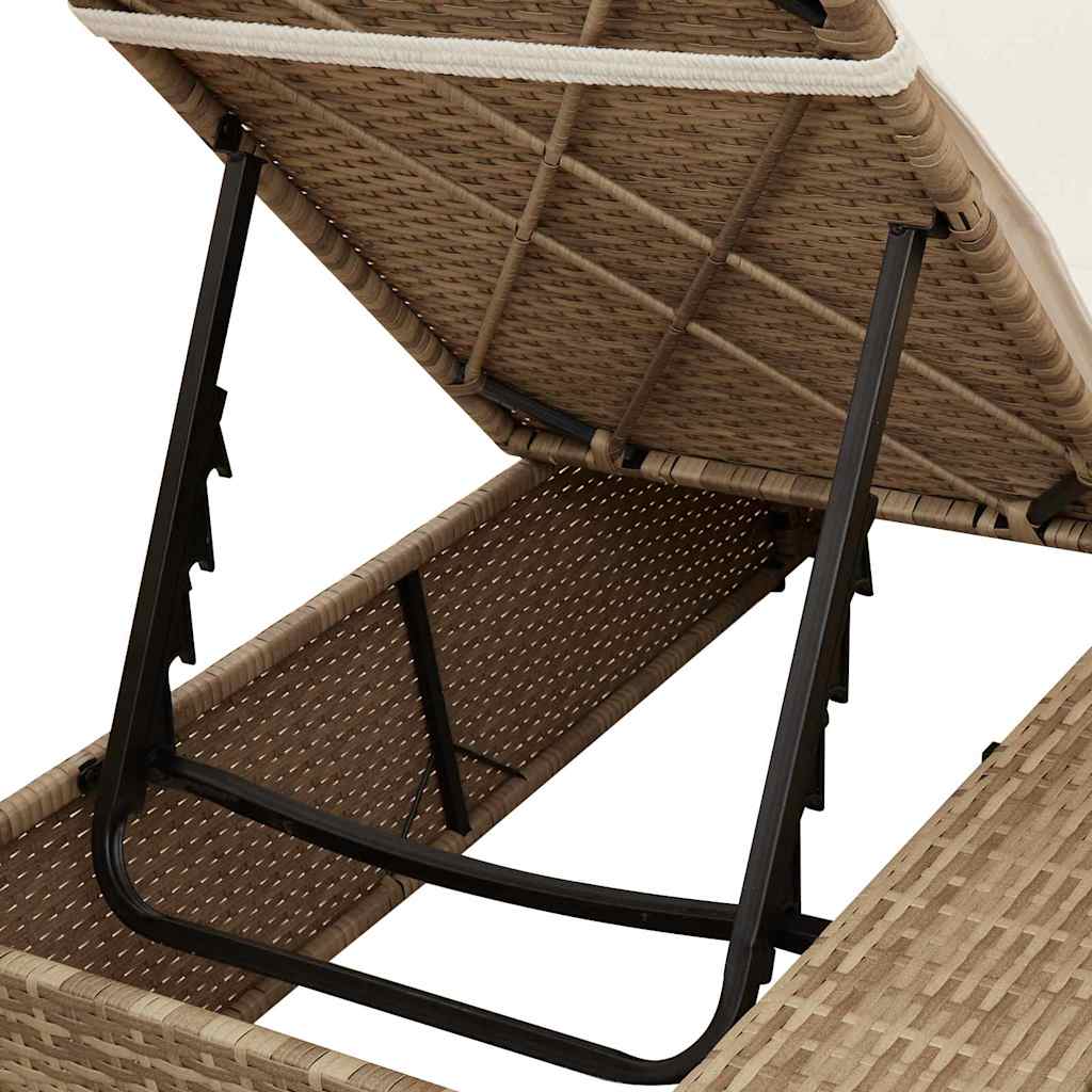 Double Sun Lounger Beige 205 x 129 x 200 cm Poly Rattan