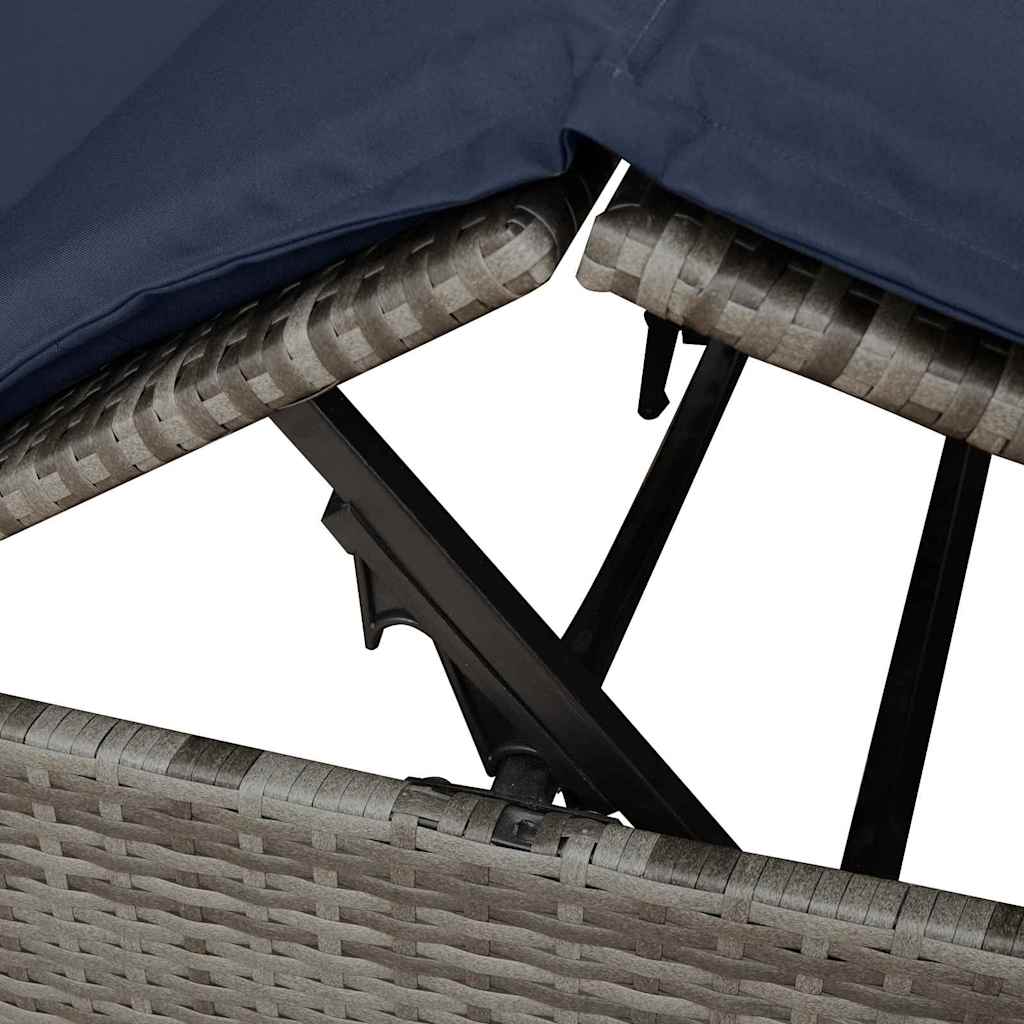 Double Sun Lounger Black 205 x 129 x 200 cm Poly Rattan