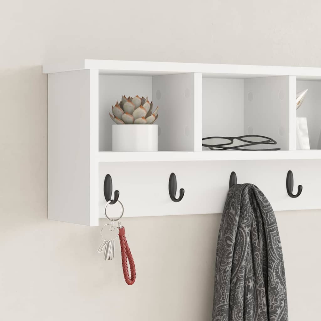 Wall-Mounted Coat Rack White 100 x 16 x 26 cm Engineered wood
