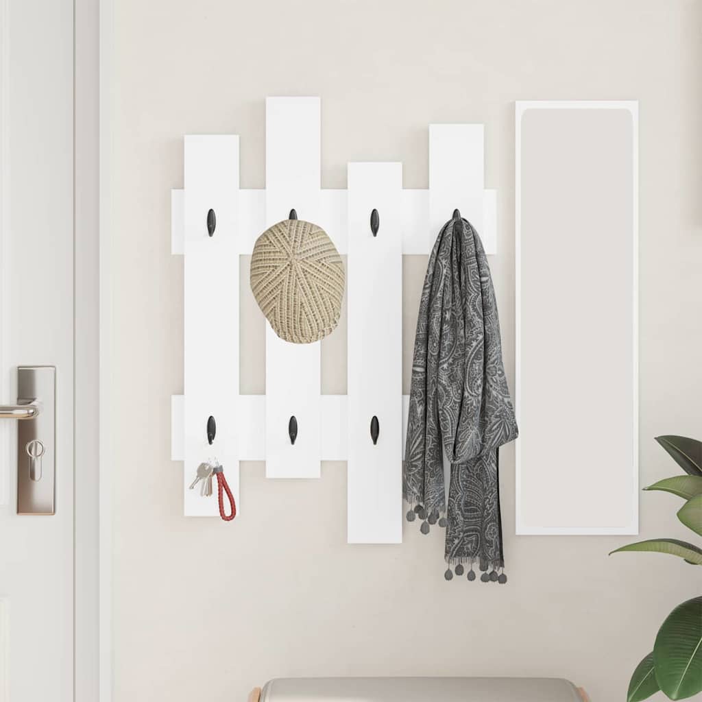 Wall-Mounted Coat Rack White 60 x 3 x 82 cm Engineered wood
