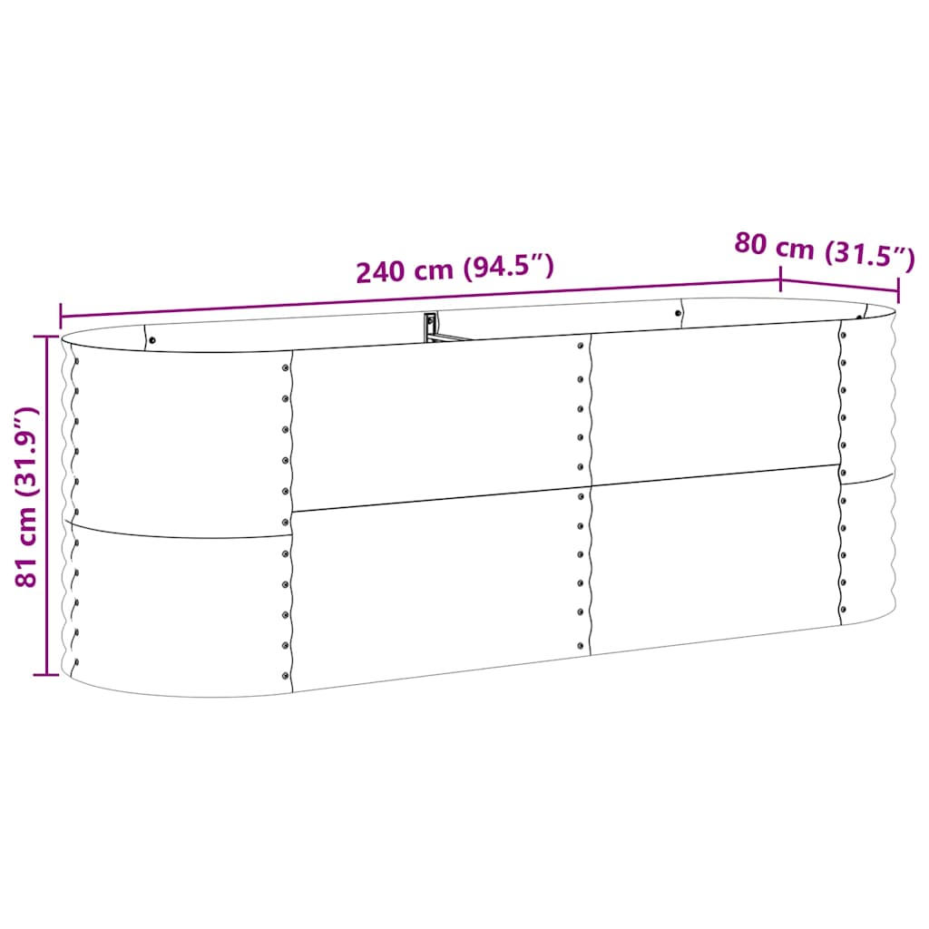 Raised Bed Brown 240 x 80 x 81 cm Steel