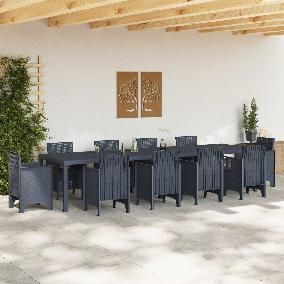 Garden Table Anthracite 350 x 100 x 74 cm Poly Rattan