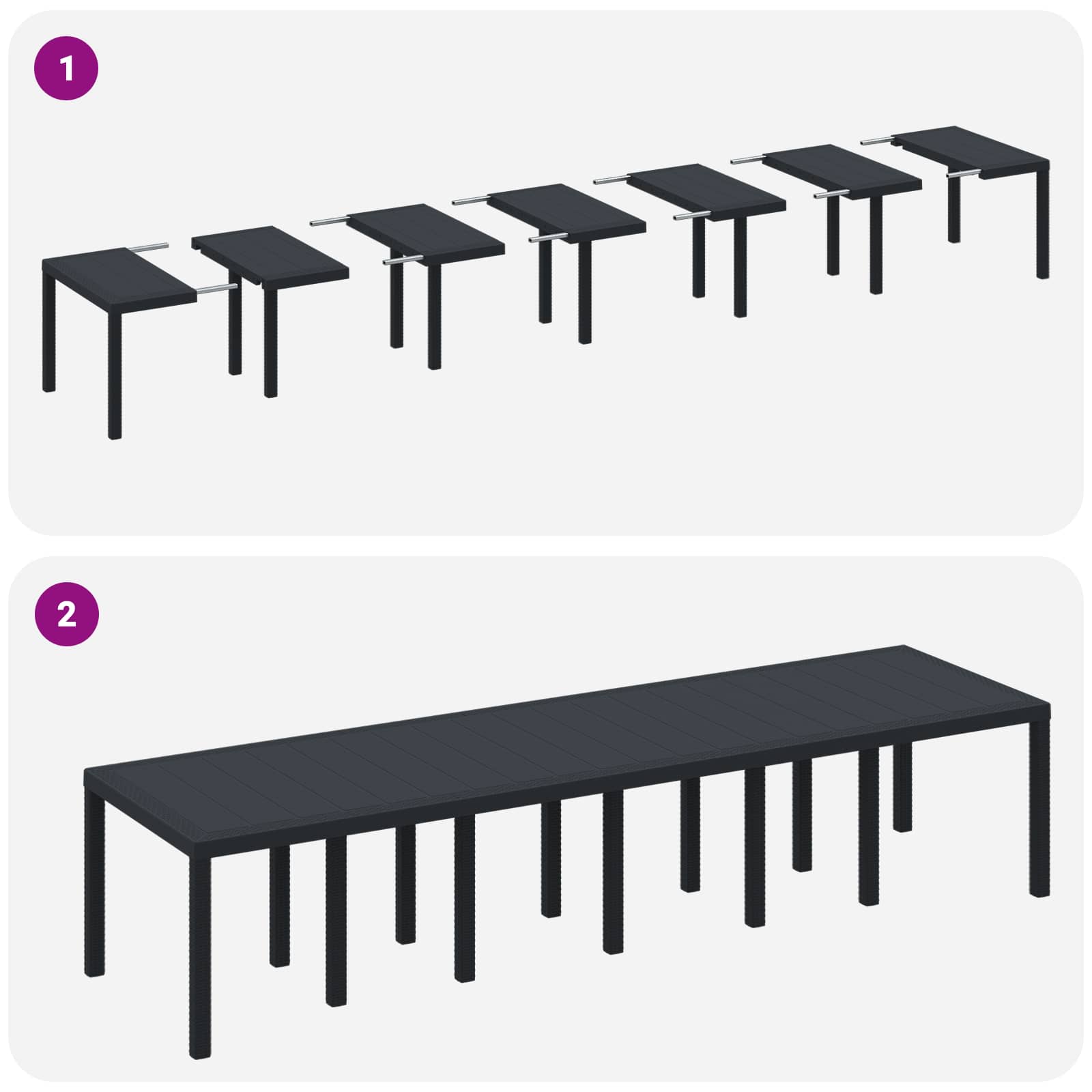 Garden Table Anthracite 350 x 100 x 74 cm Poly Rattan