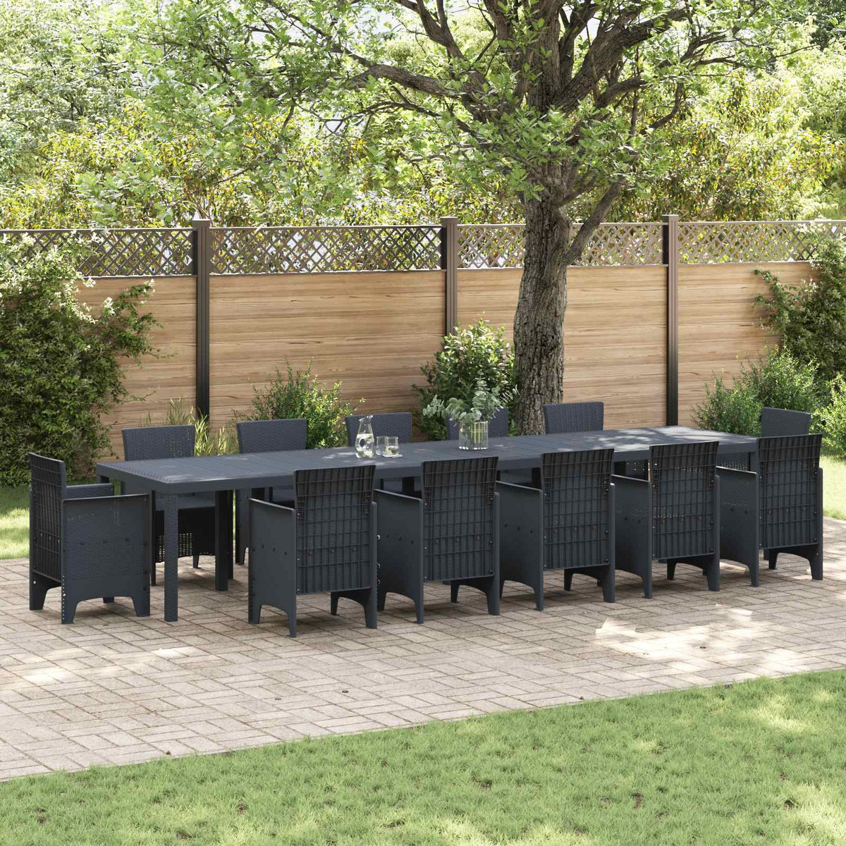 Garden Table Anthracite 400 x 100 x 73 cm Poly Rattan