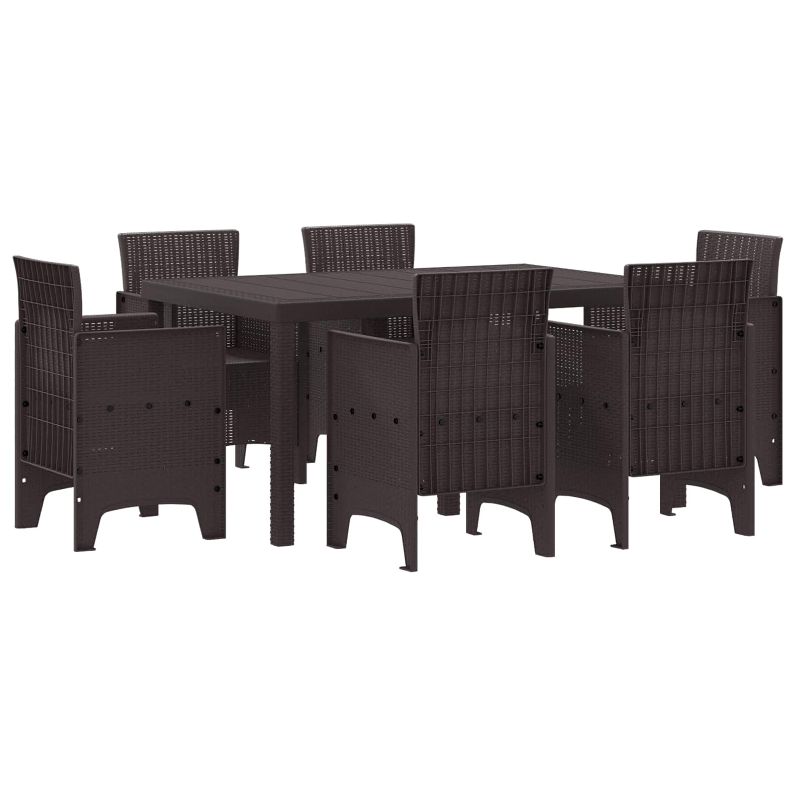Garden Dining Set 7 pcs Brown Polt rattan