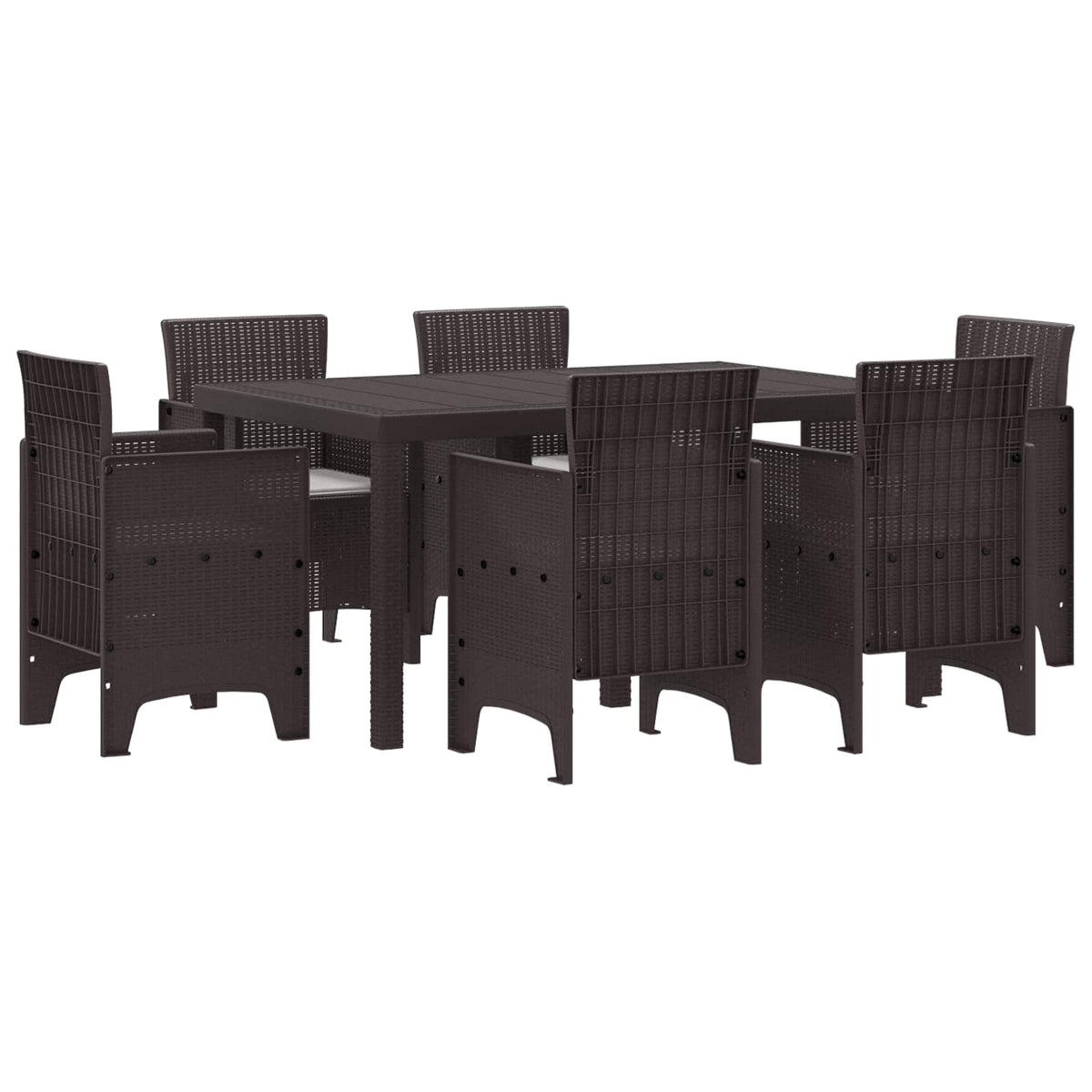 Garden Dining Set 7 pcs Brown Polt rattan