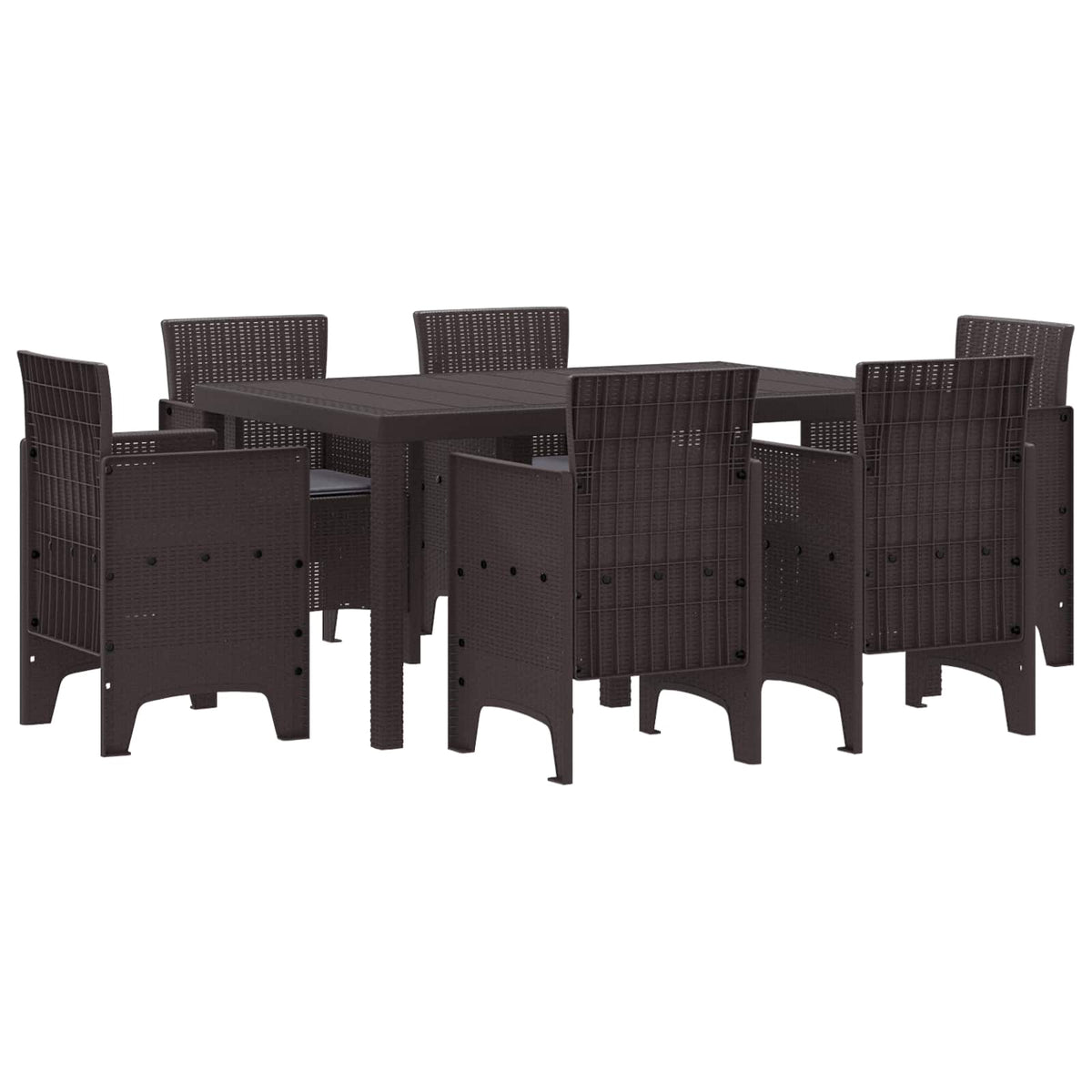 Garden Dining Set 7 pcs Brown Polt rattan