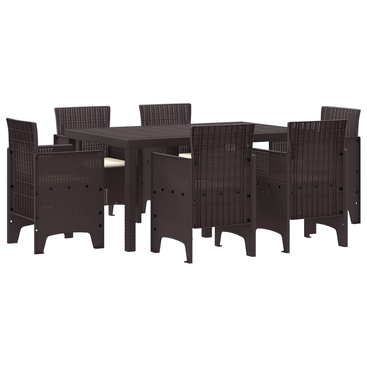 Garden Dining Set 7 pcs Brown Polt rattan