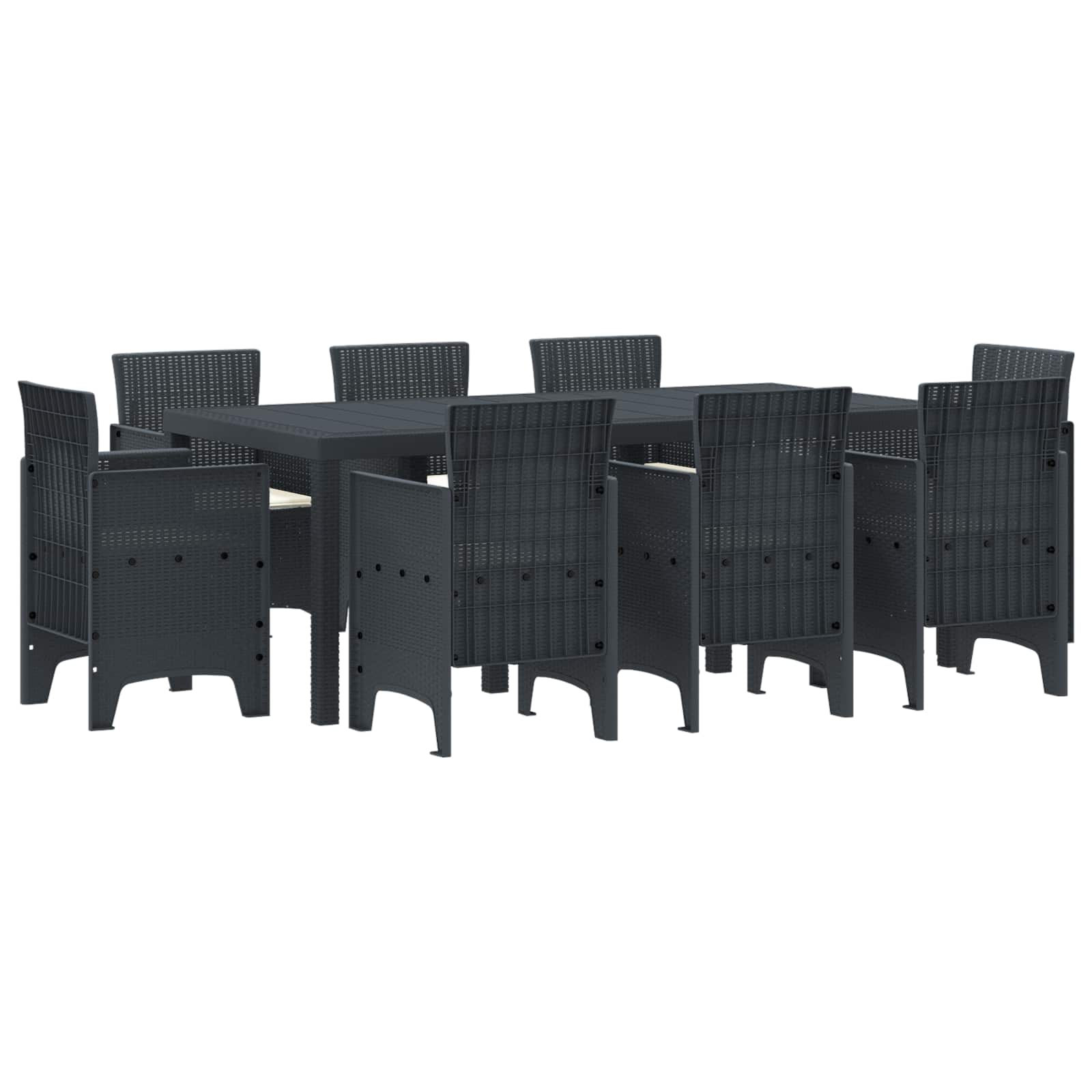 Garden Dining Set 9 pcs Anthracite Polypropylene