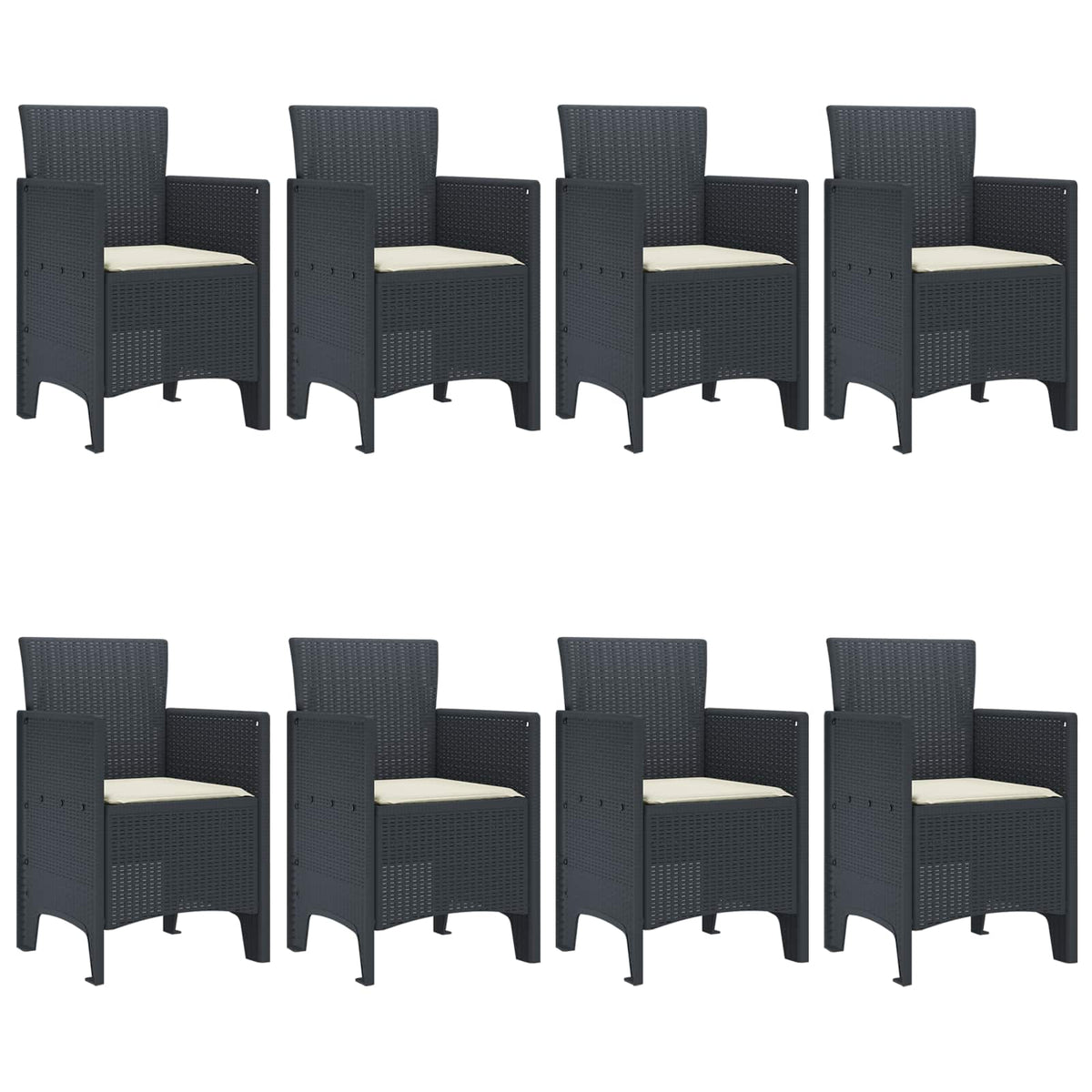 Garden Dining Set 9 pcs Anthracite Polypropylene