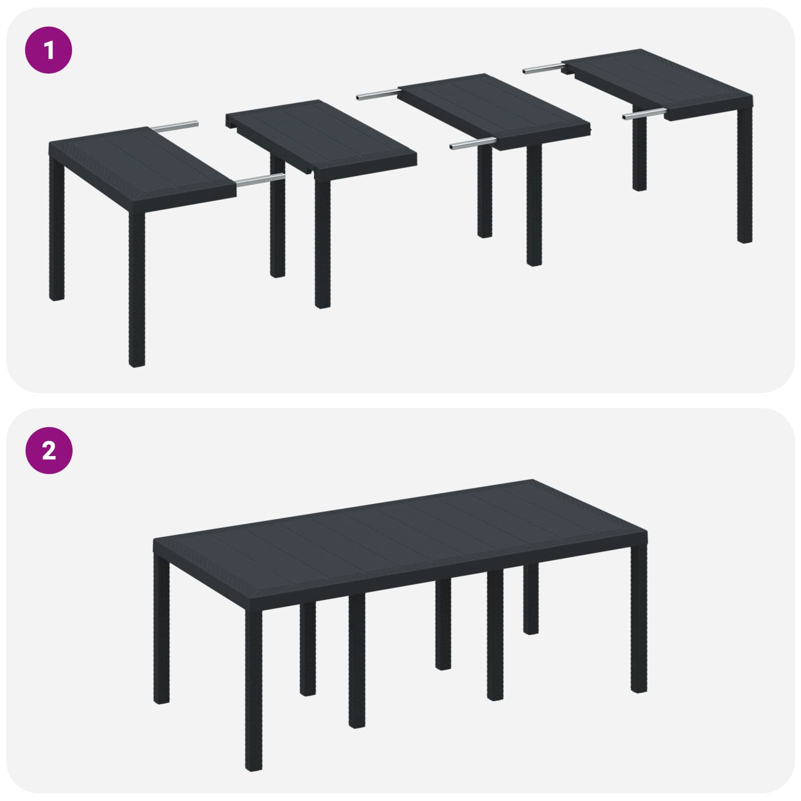Garden Dining Set 9 pcs Anthracite Polypropylene