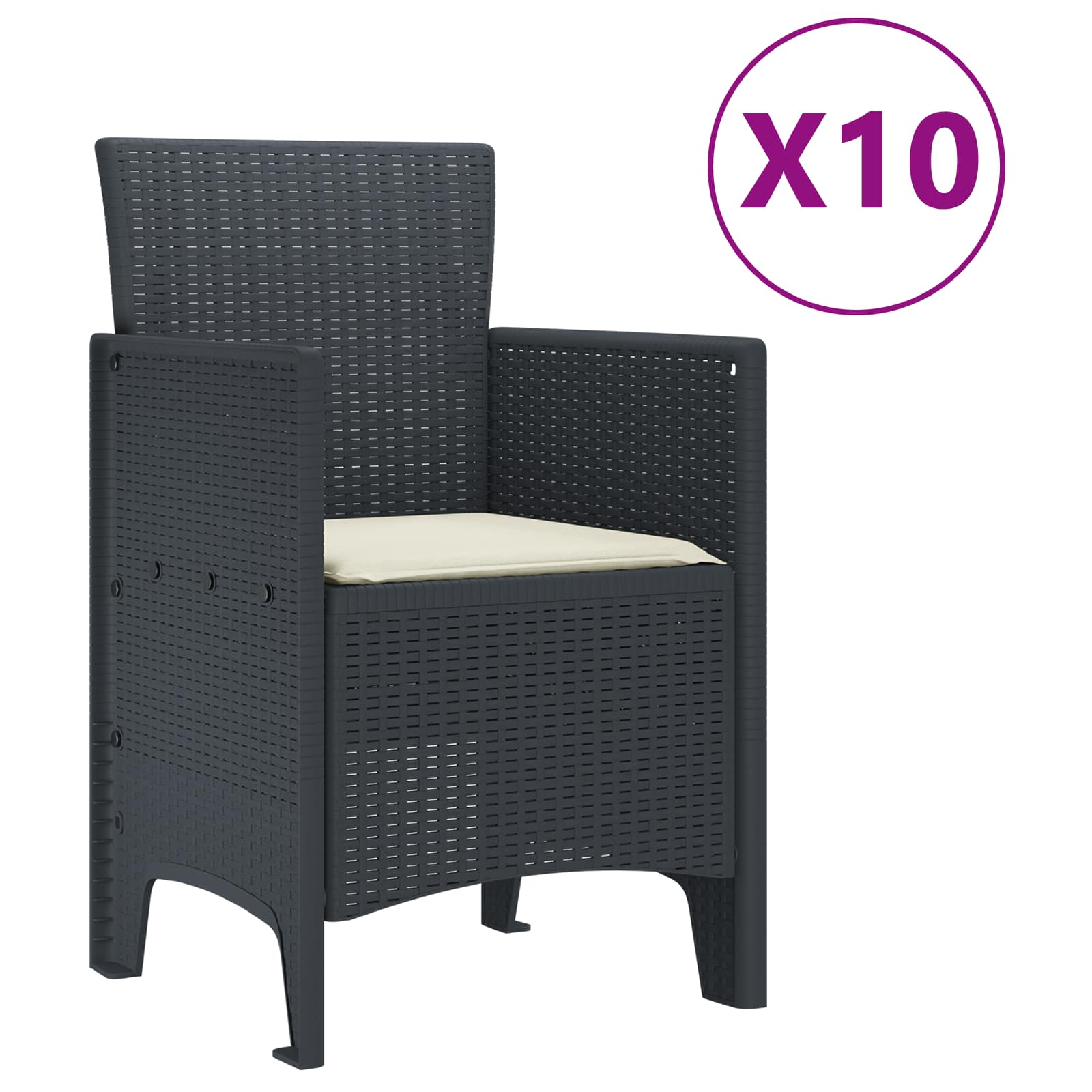 Garden Dining Set 11 pcs Anthracite Polypropylene