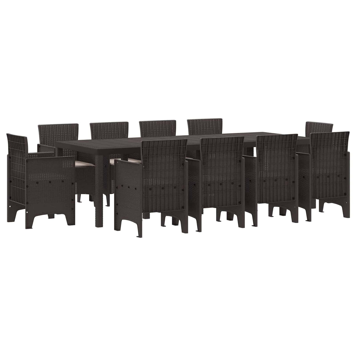 Garden Dining Set 11 pcs Brown Polypropylene