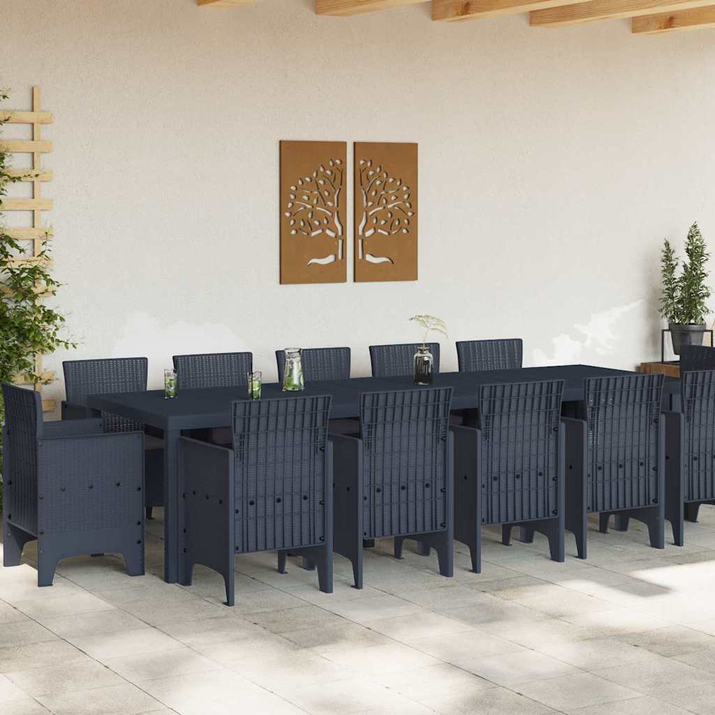 Garden Dining Set with Cushions with Cushion 13 pcs Anthracite