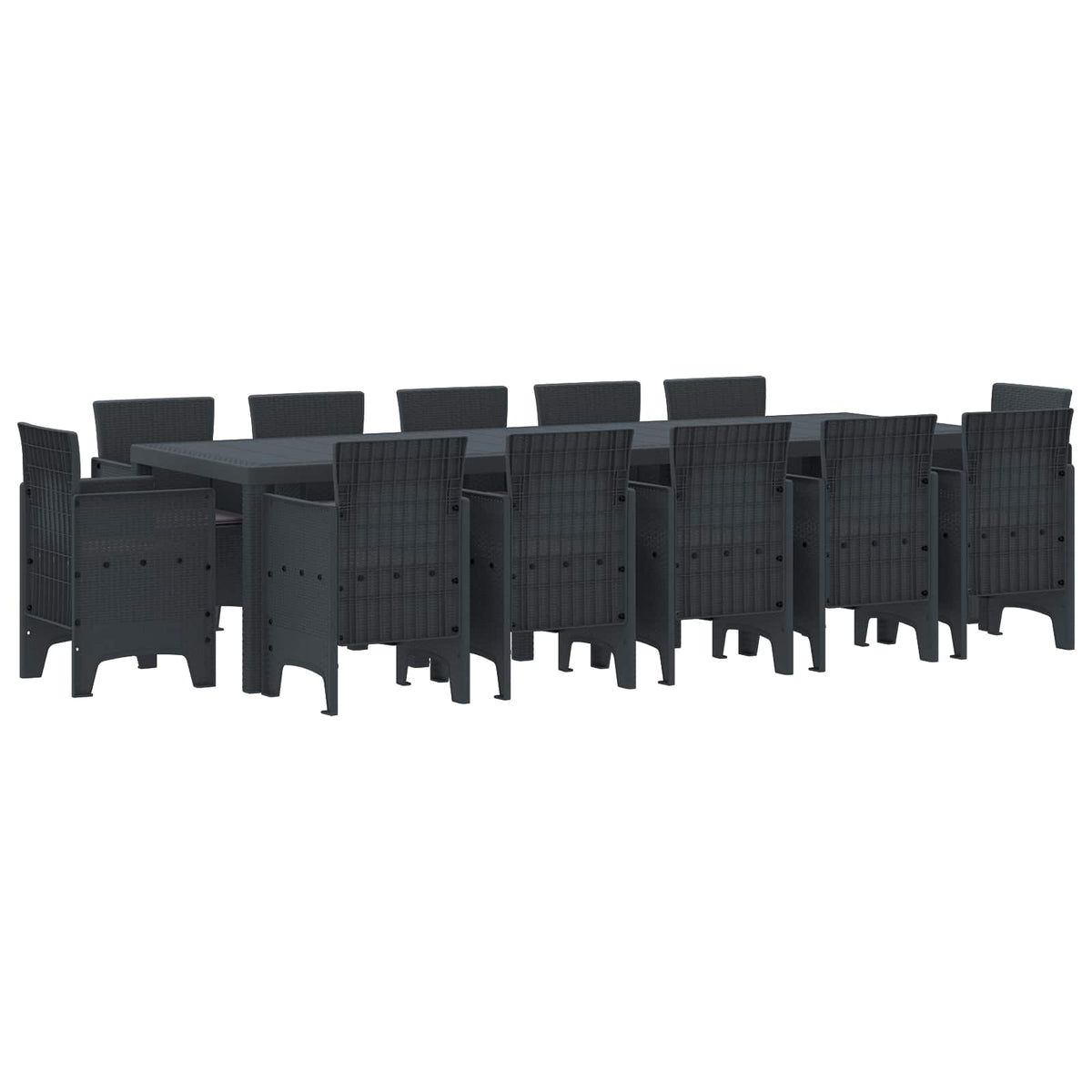 Garden Dining Set with Cushion 13 pcs Anthracite Plastic