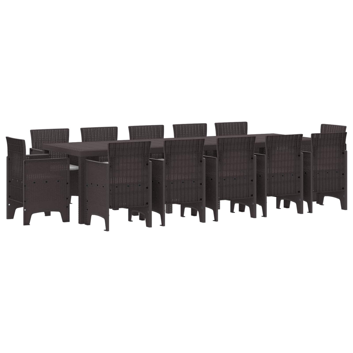 Garden Dining Set with Cushion 13 pcs Brown and Light grey