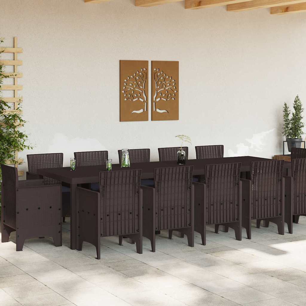 Garden Dining Set with Cushions 13 pcs Brown and Anthracite