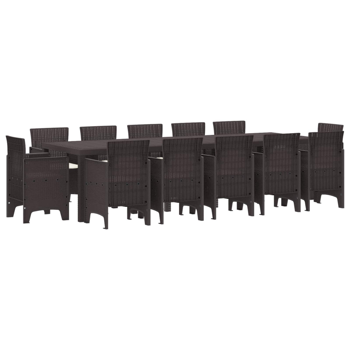 Garden Dining Set with Cushion 13 pcs Brown Rattan