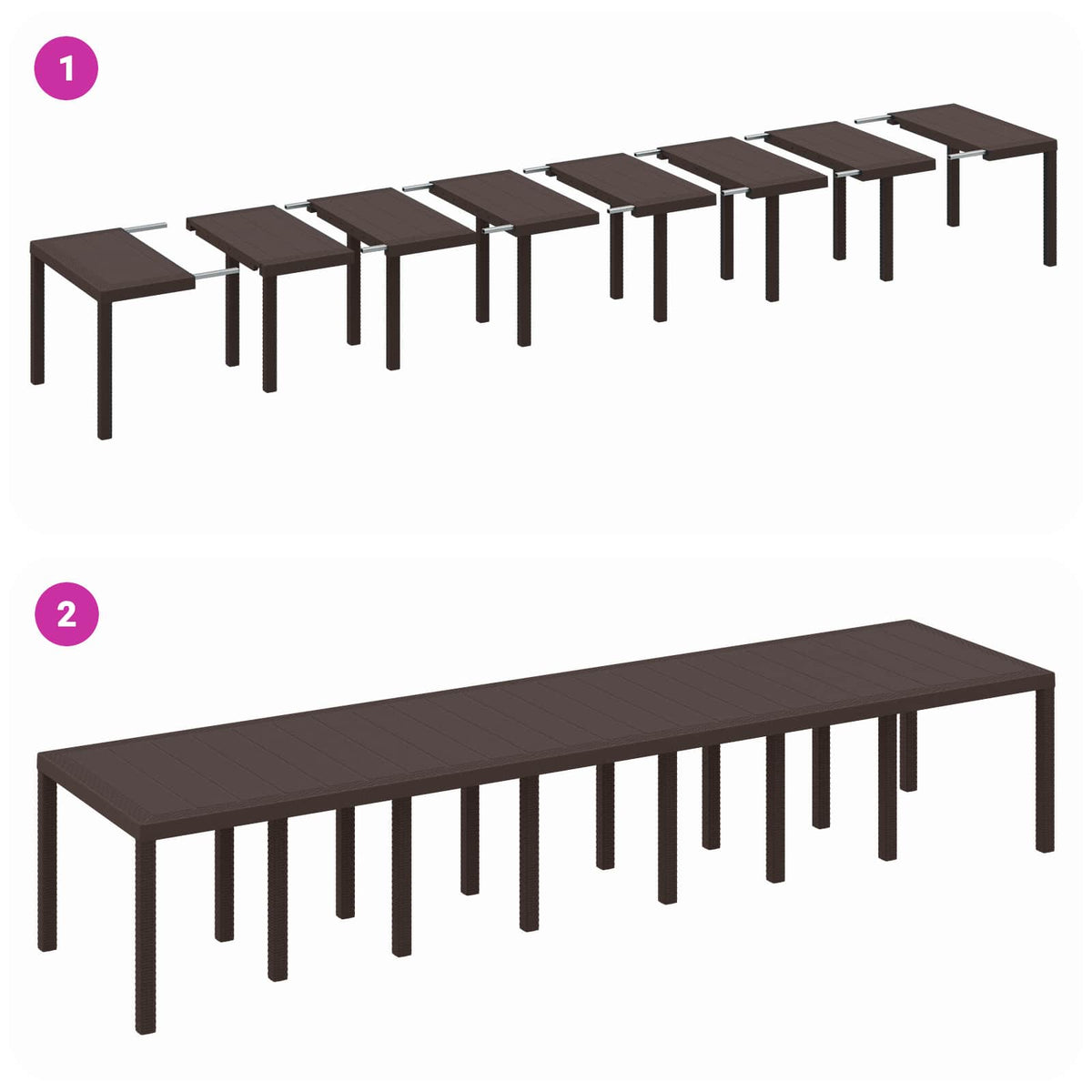 Garden Dining Set with Cushions with Cushion 17 pcs Brown PP