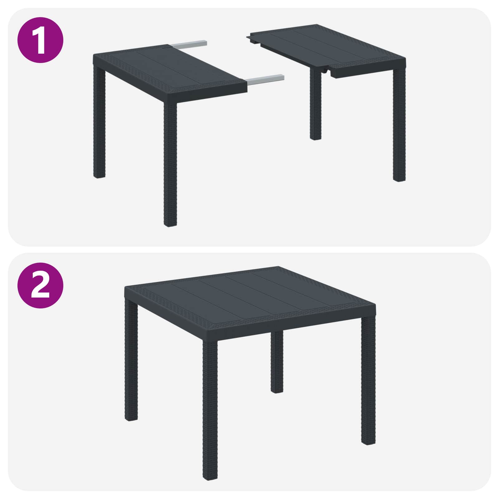 Garden Dining Set 3 pcs Anthracite Polypropylene